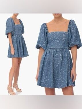 Women’s Heart Puff Sleeve Babydoll Minidress